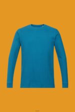 Men Esprit Dark Turquoise Waffle pique long sleeve top Long Sleeve XF4444851 - Image 5
