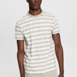 Men Esprit Dusty Green Striped crewneck T-shirt T-Shirts XF4444768