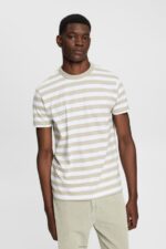 Men Esprit Dusty Green Striped crewneck T-shirt T-Shirts XF4444768