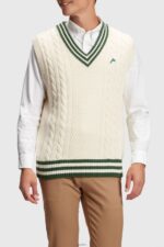 Men Esprit Emerald Green College sweater vest Sweaters XF4444811