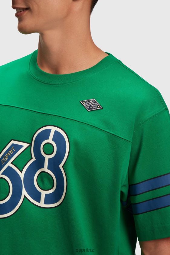 Men Esprit Emerald Green Striped sleeve graphic print tee T-Shirts XF4444806 - Image 2