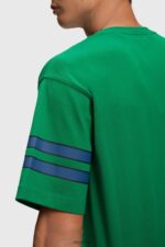 Men Esprit Emerald Green Striped sleeve graphic print tee T-Shirts XF4444806 - Image 3