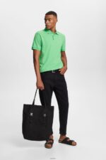 Men Esprit Green Cotton Mesh Polo Shirt Polos XF4444569 - Image 2