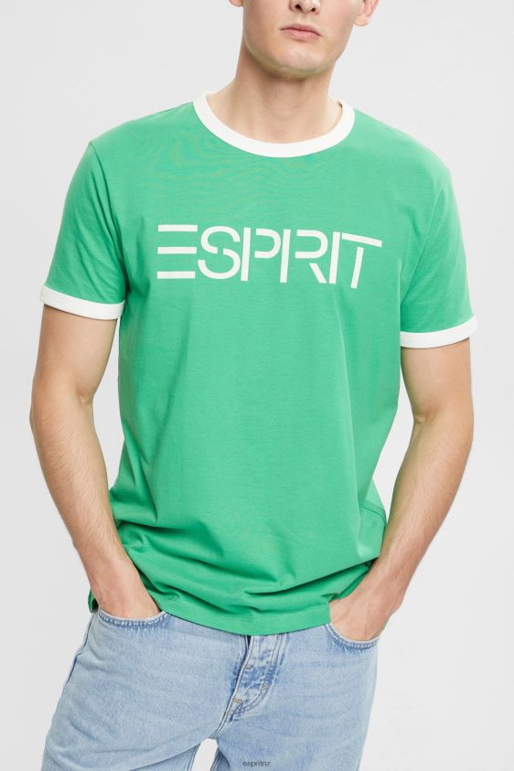 Men Esprit Green Jersey logo print T-shirt T-Shirts XF4444950 - Image 1