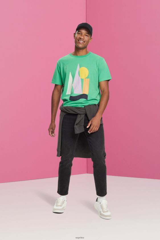Men Esprit Green Jersey T-shirt with a print T-Shirts XF4444845 - Image 2