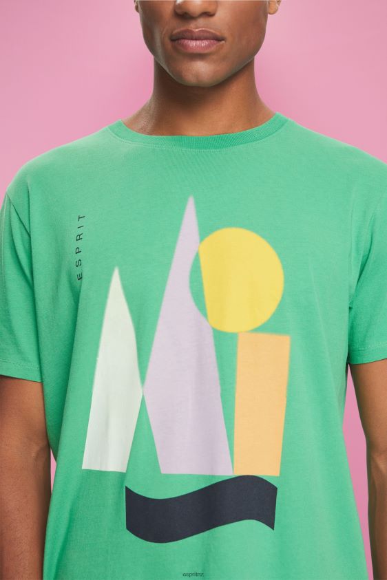 Men Esprit Green Jersey T-shirt with a print T-Shirts XF4444845 - Image 3