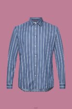 Men Esprit Ice Slim fit denim shirt with stripes Shirts XF4444716 - Image 5