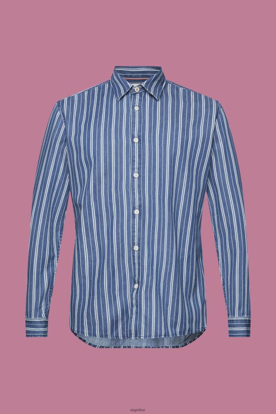 Men Esprit Ice Slim fit denim shirt with stripes Shirts XF4444716 - Image 5