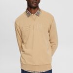 Men Esprit Khaki Beige Logo print sweatshirt Sweatshirts & Hoodies XF4444773