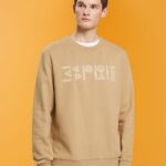 Men Esprit Khaki Beige Sweatshirt with logo print Sweatshirts & Hoodies XF4444852