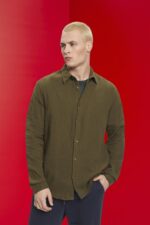 Men Esprit Khaki Green Sustainable cotton muslin shirt Shirts XF4444756