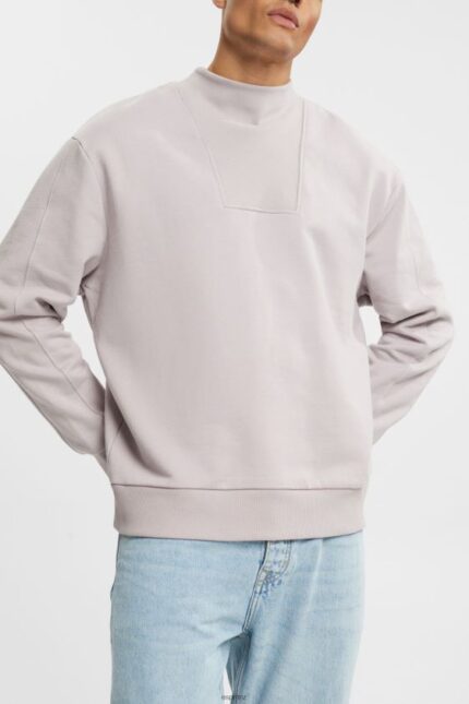 Men Esprit Lavender Stand-up collar sweatshirt Sweatshirts & Hoodies XF4444953