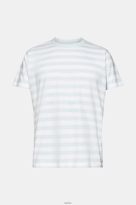 Men Esprit Light Aqua Green Striped crewneck T-shirt T-Shirts XF4444770 - Image 5