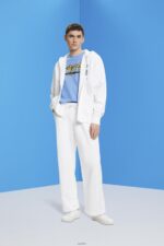 Men Esprit Light Blue Lavender Retro logo print cotton t-shirt T-Shirts XF4444632 - Image 2