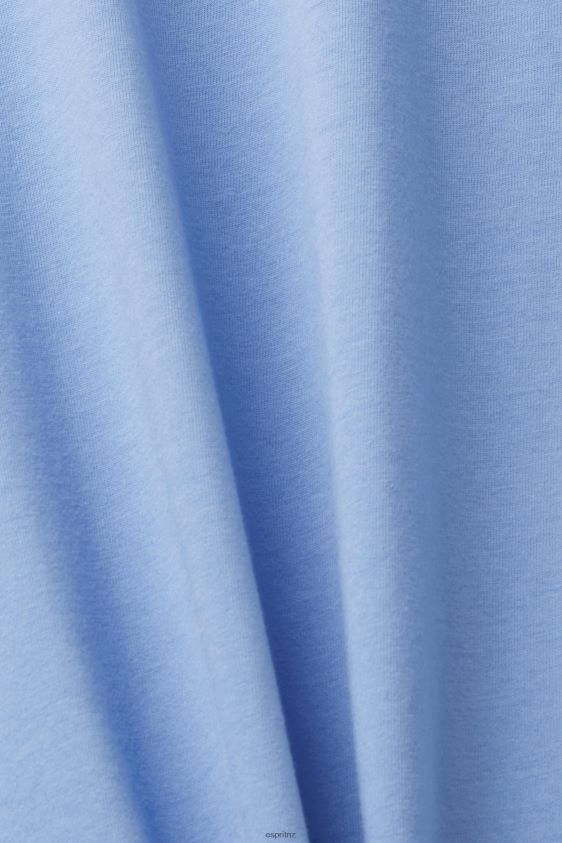 Men Esprit Light Blue Lavender Retro logo print cotton t-shirt T-Shirts XF4444632 - Image 4