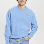 Men Esprit Light Blue Lavender Sweatshirt with logo print on the back Sweatshirts & Hoodies XF4444647
