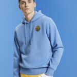 Men Esprit Light Blue Lavender Sweatshirt with logo print Sweatshirts & Hoodies XF4444651