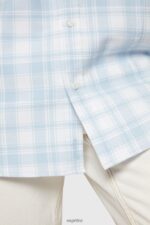 Men Esprit Light Blue Plaid flannel shirt Shirts XF4444791 - Image 5