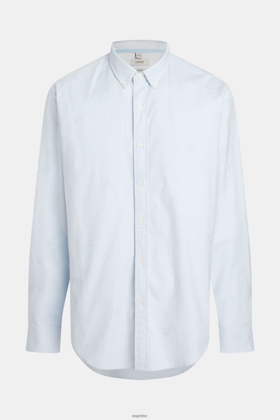 Men Esprit Light Blue Relaxed fit all-over print oxford shirt Shirts XF4444795 - Image 6