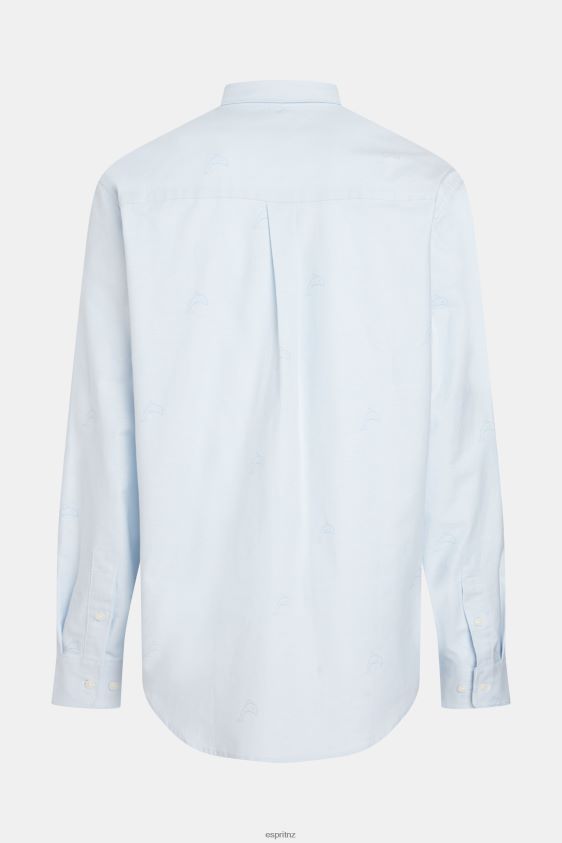 Men Esprit Light Blue Relaxed fit all-over print oxford shirt Shirts XF4444795 - Image 7