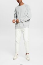 Men Esprit Light Grey Sweatshirt with a zip pocket Sweatshirts & Hoodies XF4444933 - Image 2