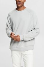 Men Esprit Light Grey Sweatshirt with a zip pocket Sweatshirts & Hoodies XF4444933