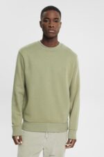 Men Esprit Light Khaki Recycled: plain-coloured sweatshirt Sweatshirts & Hoodies XF4444748
