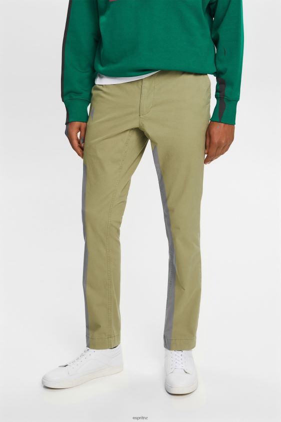 Men Esprit Light Khaki Slim Leg Chino Pants Trousers & Pants XF4444593 - Image 1