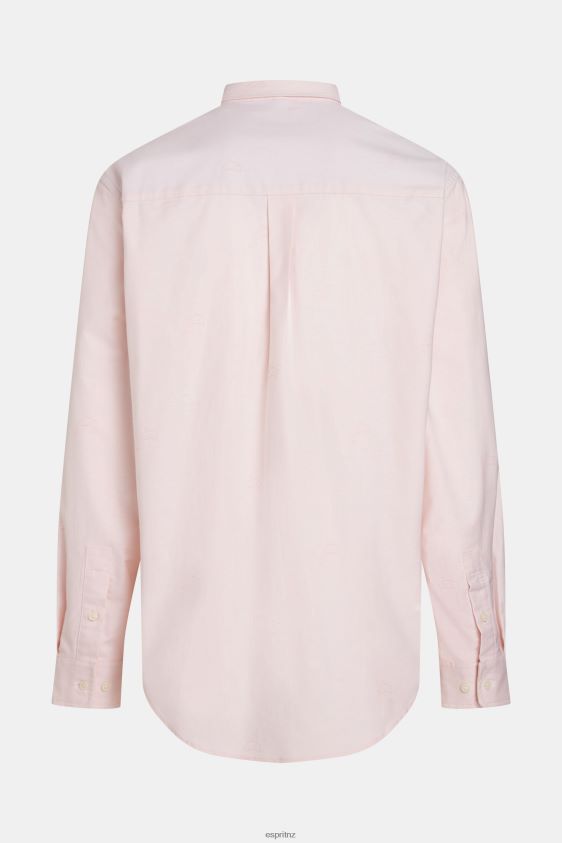 Men Esprit Light Pink Relaxed fit all-over print oxford shirt Shirts XF4444796 - Image 7