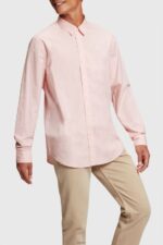 Men Esprit Light Pink Slim fit dolphin badge poplin shirt Shirts XF4444804