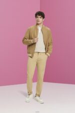 Men Esprit Light Taupe Blended TENCEL and sustainable cotton polo shirt Polos XF4444759 - Image 2