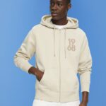 Men Esprit Light Taupe Full-length zip hoodie Sweatshirts & Hoodies XF4444635