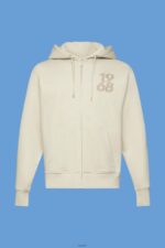 Men Esprit Light Taupe Full-length zip hoodie Sweatshirts & Hoodies XF4444635 - Image 5