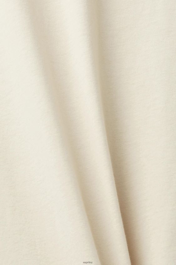 Men Esprit Light Taupe Logo print cotton t-shirt T-Shirts XF4444625 - Image 4
