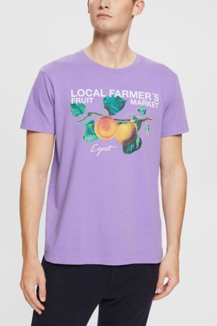 Men Esprit Lilac Print t-shirt T-Shirts XF4444889