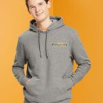 Men Esprit Medium Grey Melange hoodie with small logo print Sweatshirts & Hoodies XF4444826