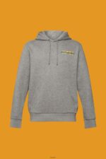 Men Esprit Medium Grey Melange hoodie with small logo print Sweatshirts & Hoodies XF4444826 - Image 5
