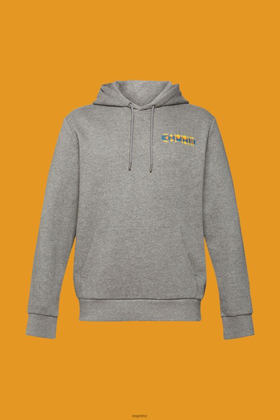Men Esprit Medium Grey Melange hoodie with small logo print Sweatshirts & Hoodies XF4444826 - Image 5