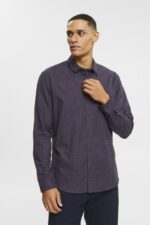 Men Esprit Navy Checked slim fit shirt Shirts XF4444689