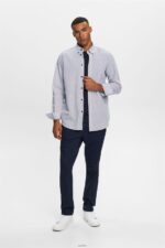 Men Esprit Navy Cotton Poplin Shirt Shirts XF4444575 - Image 2