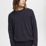 Men Esprit Navy Fine knit jumper Sweaters XF4444684