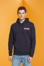 Men Esprit Navy Hoodie with small logo print Sweatshirts & Hoodies XF4444827