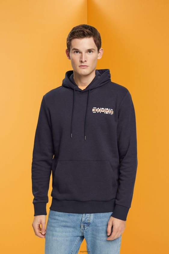 Men Esprit Navy Hoodie with small logo print Sweatshirts & Hoodies XF4444827 - Image 1
