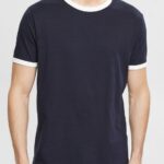 Men Esprit Navy Jersey T-shirt T-Shirts XF4444956