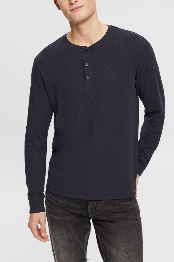 men_esprit_navy_long_sleeve_waffle_pique_top_100_cotton_long_sleeve_xf4444822.jpg Men Esprit Navy Long sleeve waffle pique top, 100% cotton Long Sleeve XF4444822 - Image 1