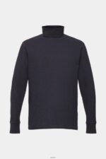 Men Esprit Navy Long-sleeved waffle pique top, 100% cotton Long Sleeve XF4444695 - Image 5
