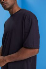 Men Esprit Navy Oversized jersey T-shirt T-Shirts XF4444843 - Image 3