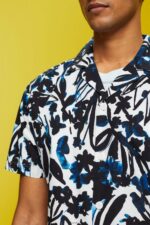 Men Esprit Navy Patterned short sleeve shirt, 100% cotton Shirts XF4444613 - Image 3