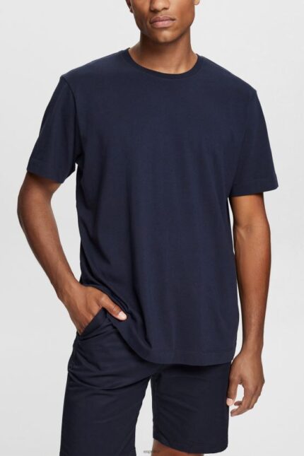 Men Esprit Navy Plain T-shirt T-Shirts XF4444930