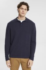 Men Esprit Navy Polo jumper Sweaters XF4444683